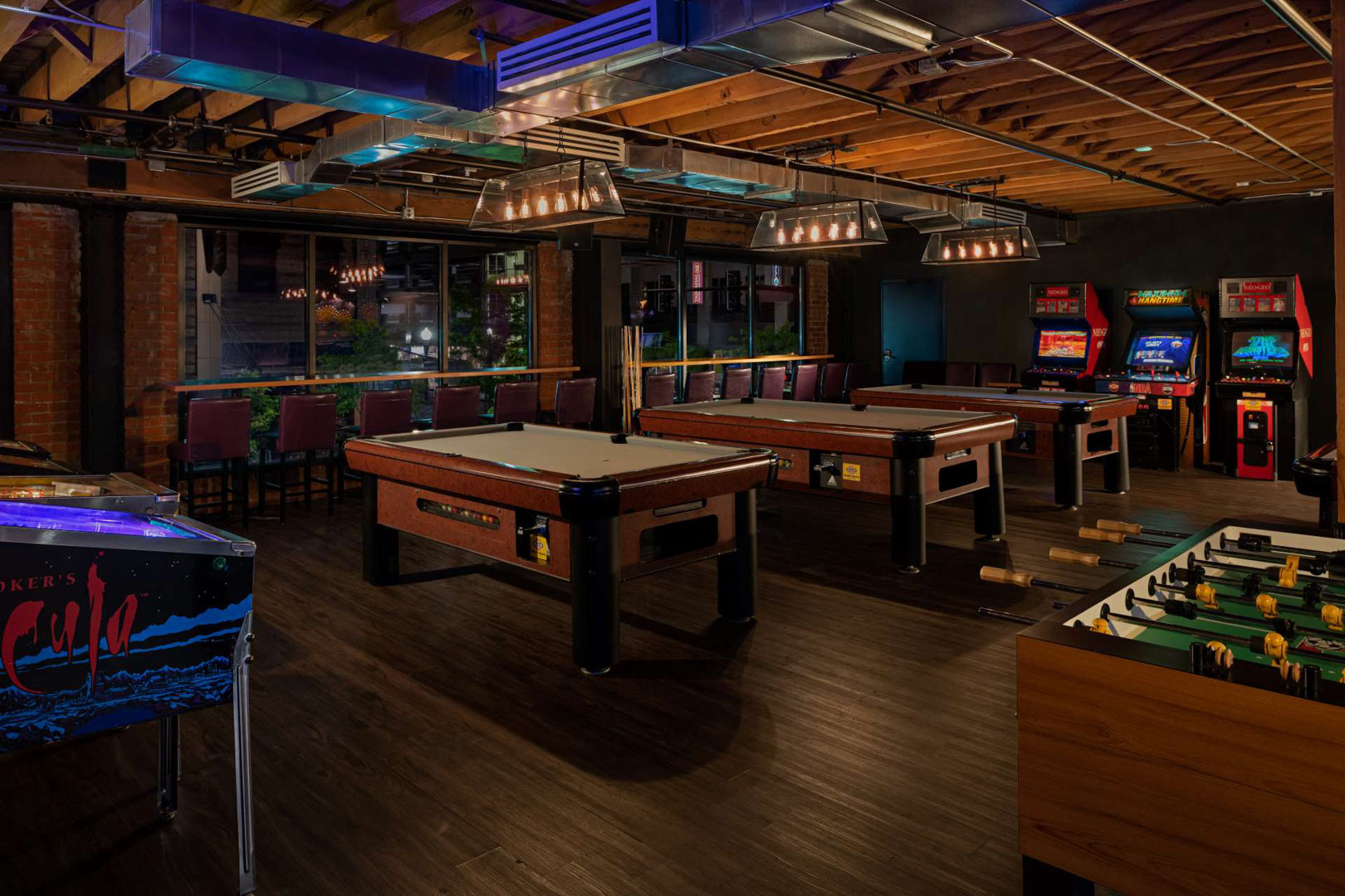 Pictures of the game room at Karma